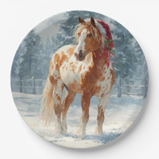 Prato De Papel Christmas Paper Plate / Beautiful Appalossa Horse 