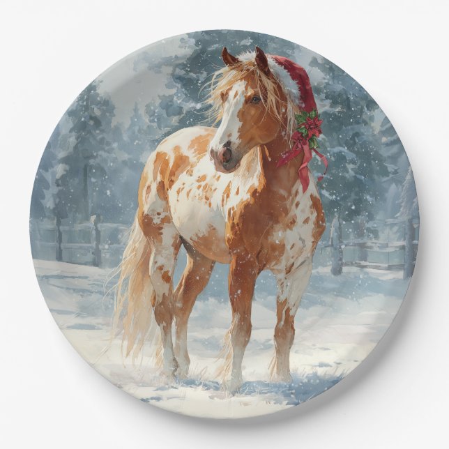 Prato De Papel Christmas Paper Plate / Beautiful Appalossa Horse  (Frente)