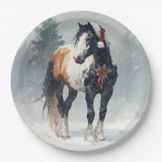 Prato De Papel Christmas Paper Plate / Beautiful Paint Horse 