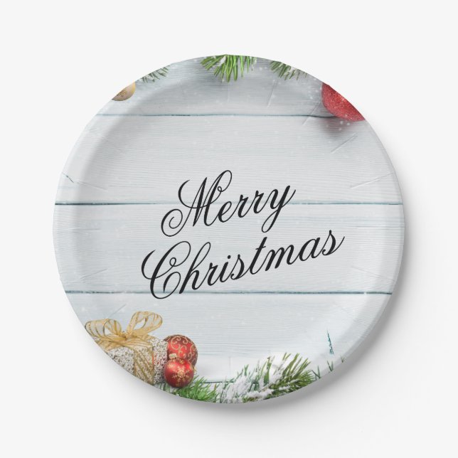 Prato De Papel Christmas Paper Plate – Festive Holiday Tableware (Frente)