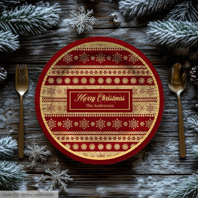 Prato De Papel Christmas Paper Plates Elegant Red Gold Holiday (Christmas Paper Plates Elegant Red Gold Holiday Accent)