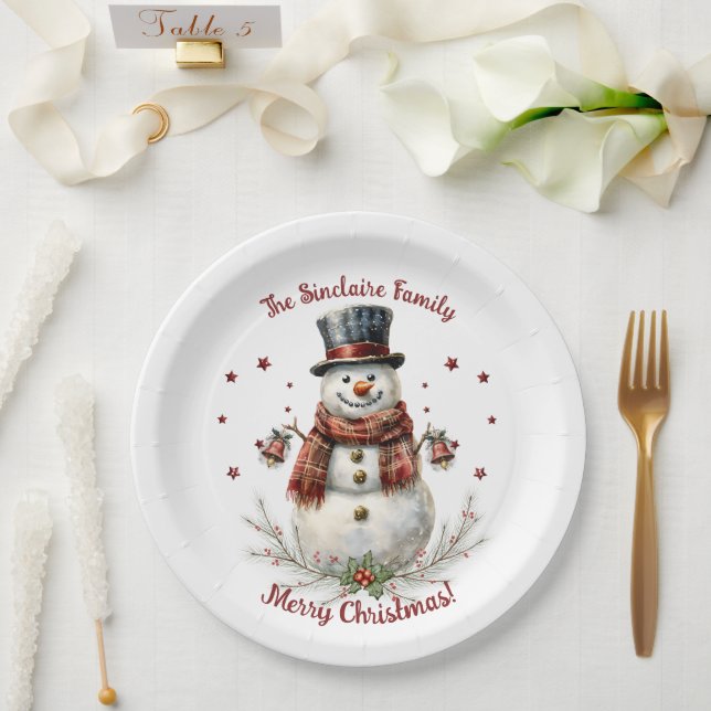 Prato De Papel Christmas Snowman Holiday Party (Casamento)