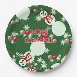 Prato De Papel Christmas Snowmen 