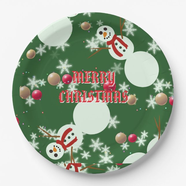 Prato De Papel Christmas Snowmen  (Frente)