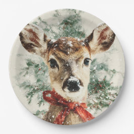 Prato De Papel Christmas Whimsical Deer Paper Plates