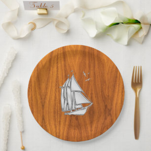 Prato De Papel Chrome Silver como veleiro em Teak Veneza