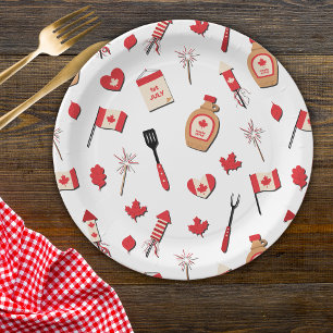 Prato De Papel Churrasco canadense no dia do Canadá