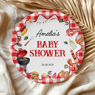 Prato De Papel Churrasco de Baby Shower ao Ar Livre Baby Q