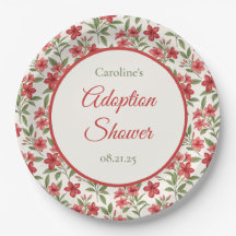 Chuva de Adoção Floral Vermelha Elegante Botânica