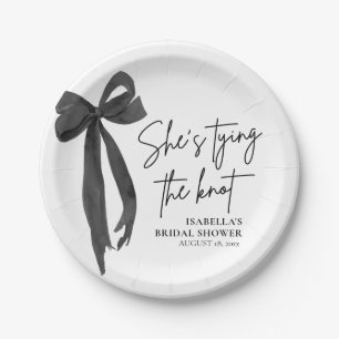 Prato De Papel Chuva de Arroz com Laço Preto: Noiva Está Fazendo 