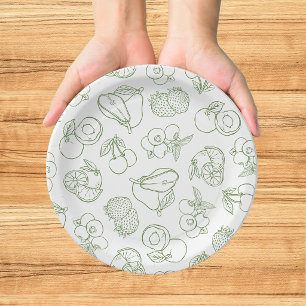 Prato De Papel Chuva de Arroz Esverdeada e Caprichosa