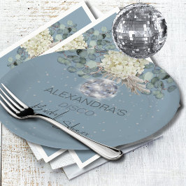 Prato De Papel Chuva de Azul Floral Disco Bola Chá de Noiva