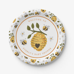 Prato De Papel Chuva de Bebê Abelha Bumblebee Colmeia de Margarid