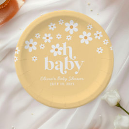 Prato De Papel Chuva de Bebê boho Daisy amarelo