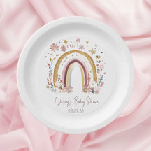 Chuva de Bebê Boho Floral Arco-Íris