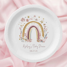 Chuva de Bebê Boho Floral Arco-Íris