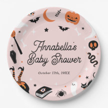 Chuva de Bebê de Halloween Laranja Rosa