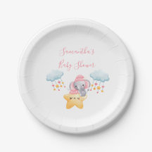 Chuva de Bebê Elefante Rosa Personalizada