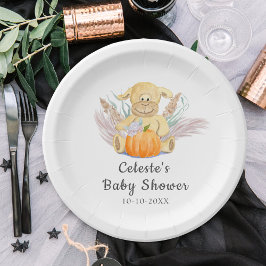 Prato De Papel Chuva de Bebê em Aquarela Boho Little Lamb Pumpkin