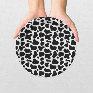 Prato De Papel Chuva de Bebê Estampa de Vaca Preto e Branco
