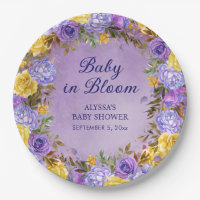 Chuva de Bebê Floral Amarela Roxa em Flor