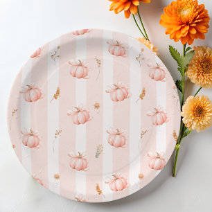 Prato De Papel Chuva de Bebê Floral Outono Abóbora