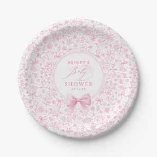 Prato De Papel Chuva de Bebê Flores Silvestres Chinoiserie Laço R
