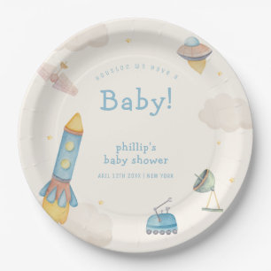 Prato De Papel Chuva de Bebê Foguete Espacial Boho