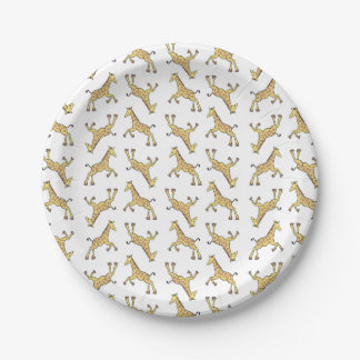 Prato De Papel Chuva de Bebê Girafa Fofa em Branco