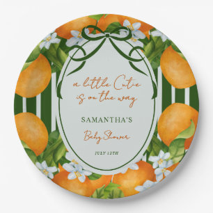 Prato De Papel Chuva de Bebê Little Cutie Citrus Laranjas Listras