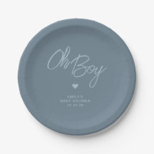 Chuva de Bebê Menino Azul Empoeirado Minimalista M