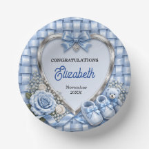 Chuva de Bebê Menino com Laço Azul Pastel Elegante