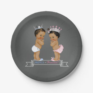 Prato De Papel Chuva de Bebê Príncipe Princesa Étnico Giz