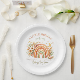 Prato De Papel Chuva de Cores Rústica Boho para Chá de Bebê 