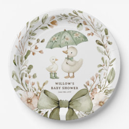 Prato De Papel Chuva de Ganso Boba de Aquarela Baby Shower