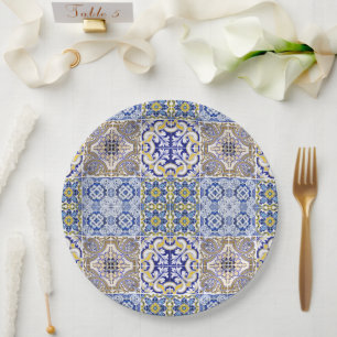 Prato De Papel Chuva de Noiva Azulejos Itália Mediterrâneo