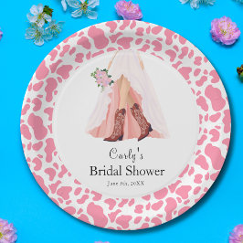 Prato De Papel Chuva de Noiva com Botas de Cowboy e Vestido de No