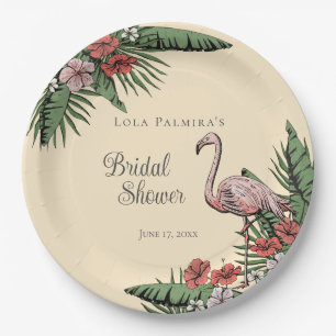 Prato De Papel Chuva de Noiva de Hibisco Flamingo Rosa Tropical