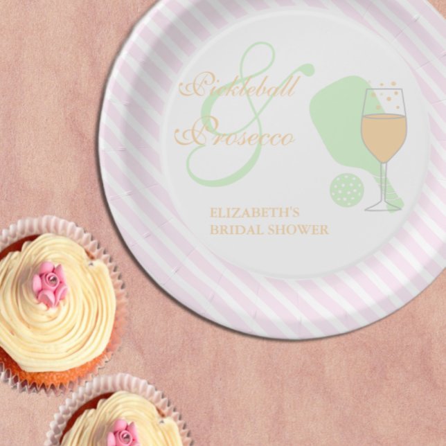Prato De Papel Chuva de Noiva de Pickleball e Prosecco (Criador carregado)