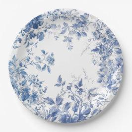 Prato De Papel Chuva de Noiva Elegante Toile Azul Chinoiserie