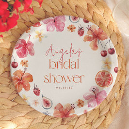 Prato De Papel Chuva de Noiva Floral Laranja Cítrica