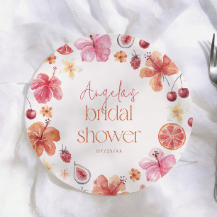 Prato De Papel Chuva de Noiva Floral Laranja Cítrica