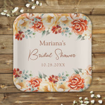 Chuva de Noiva Floral Romântica Bege Ferrugem