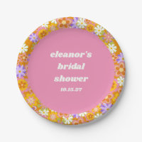 Chuva de Noiva Floral Roxo Laranja Retrô Personali