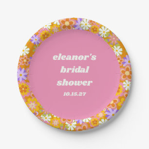 Prato De Papel Chuva de Noiva Floral Roxo Laranja Retrô Personali