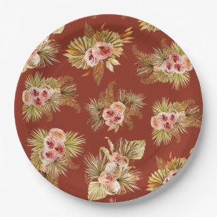Prato De Papel Chuva de Noiva Floral Tropical Vintage