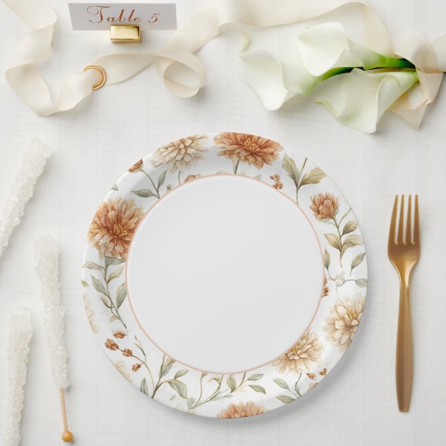 Prato De Papel Chuva de Noiva Flores Creme de Laranja (Casamento)
