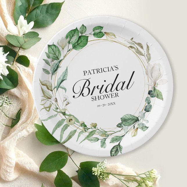 Prato De Papel Chuva de Noiva Geométrica com Vegetação de Eucalip (Criador carregado)