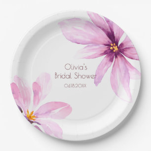 Prato De Papel Chuva de Noiva Minimalista elegante Flor Rosa