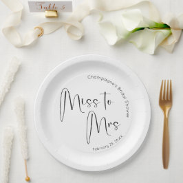 Prato De Papel Chuva de Noiva Modern Script De Senhorita a Senhor